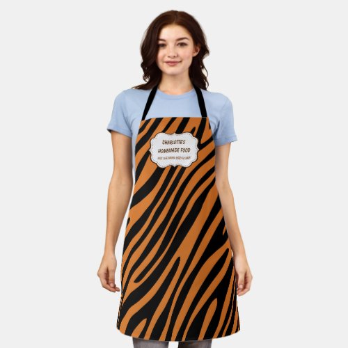 Brown  Black Zebra Print with Ornate Frame Apron