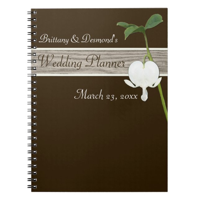 Brown Bleeding Heart Wedding Planner Notebook (Front)