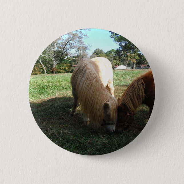 Brown Blond," Miniature Horses"Two Little Ponies Button (Front)
