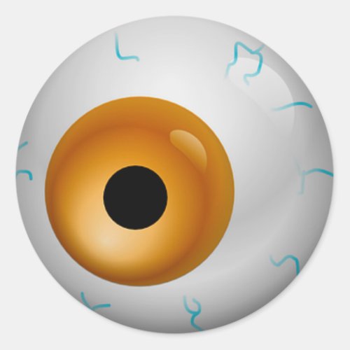 Brown Bloodshot Zombie Eyeball Halloween Classic Round Sticker