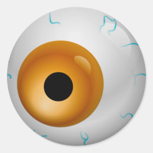 Brown Bloodshot Zombie Eyeball Halloween Classic Round Sticker