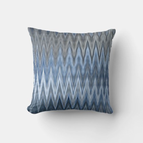 BrownBlue 2 Colors 2 Sides _ Trendy Wavy Pattern Throw Pillow