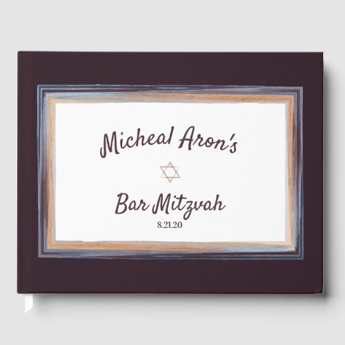 Brown Blue Abstract Bar Mitzvah Guest Book