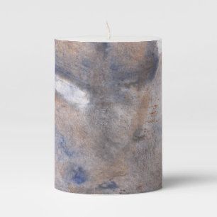 Brown blue abstraction pillar candle