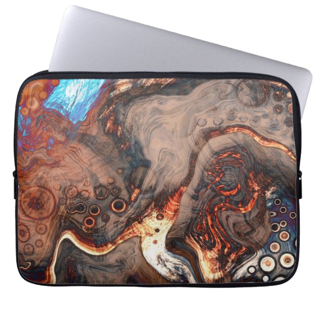 Brown, blue and Orange Modern Art   Laptop Sleeve (Front)