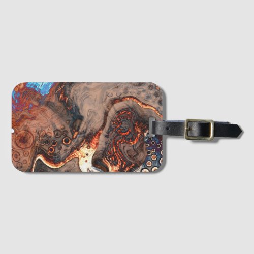 Brown blue and Orange Modern Art   Luggage Tag