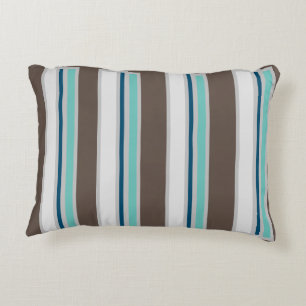 Brown, Blue and Teal Striped Decorative Accent Pi Accent Pillow