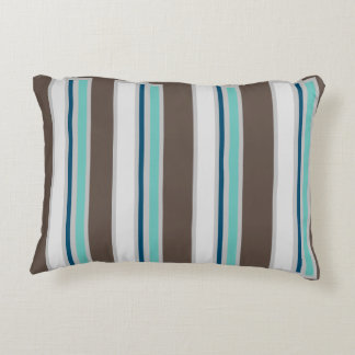 Brown, Blue and Teal Striped Decorative  Accent Pi Pillow