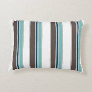 Brown, Blue and Teal Striped Decorative  Accent  Pillow