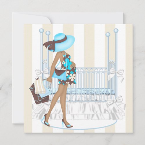 Brown Blue Baby Boy Shower Invitations