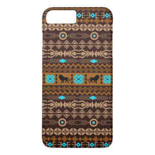 Brown Blue & Beige African Pattern & Lions iPhone 8 Plus/7 Plus Case