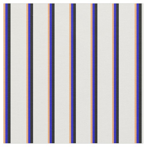 Brown, Blue, Black & White Lines Pattern Fabric
