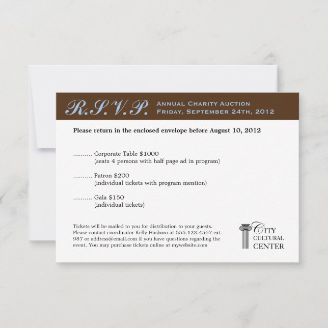 Brown blue business gala event corporate RSVP (Front)