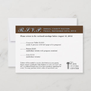 Brown blue business gala event corporate RSVP Card