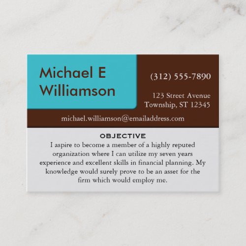 Brown Blue Corner RESUME Business Cards