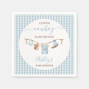Brown Blue Cothesline Cowboy Baby Shower  Napkins