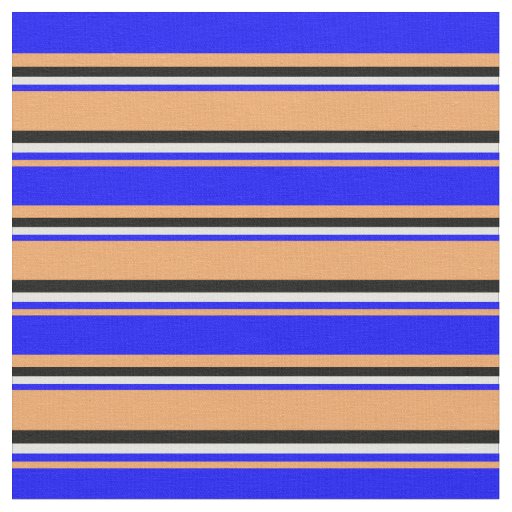 Brown, Blue, Light Yellow & Black Colored Lines Fabric