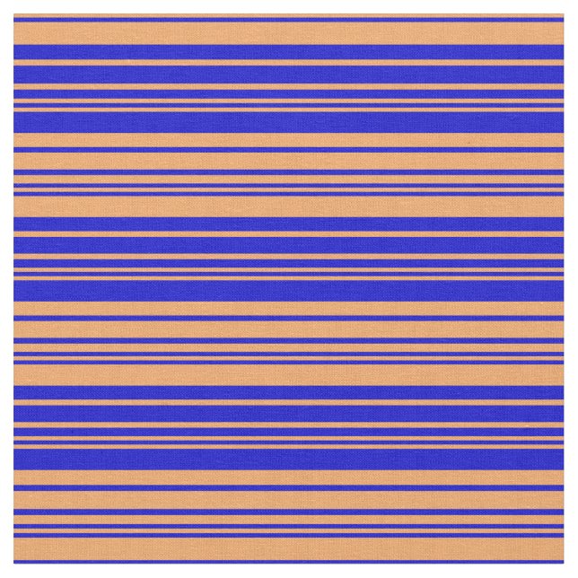 Brown & Blue Lines/Stripes Pattern Fabric (Close Up)