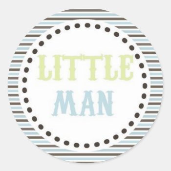 Brown & Blue Little Man Baby Shower Sticker by BellaMommyDesigns at Zazzle