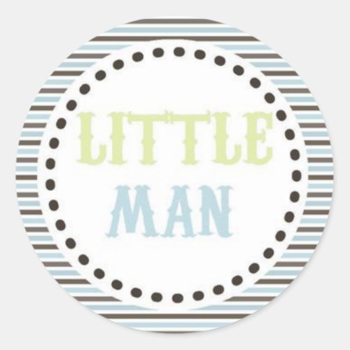 Brown  Blue Little Man Baby Shower Sticker