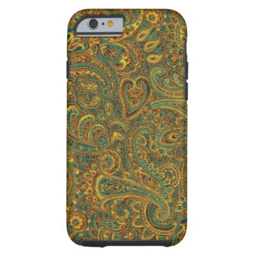 Brown Blue Ornate Floral Paisley Pattern Tough iPhone 6 Case