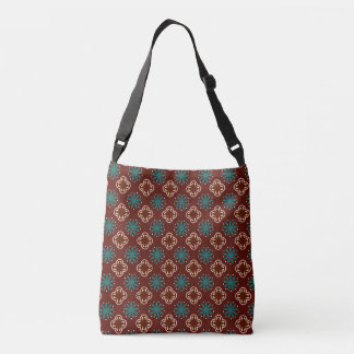 Brown Blue Pattern Crossbody Bag