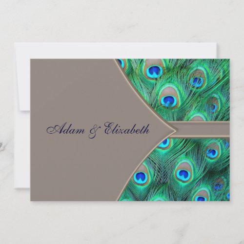 Brown Blue Peacock Wedding Invitations