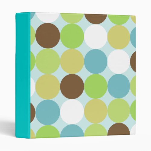 Brown blue polka dots binder