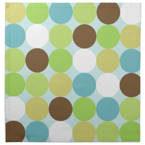 Brown blue polka dots cloth napkin