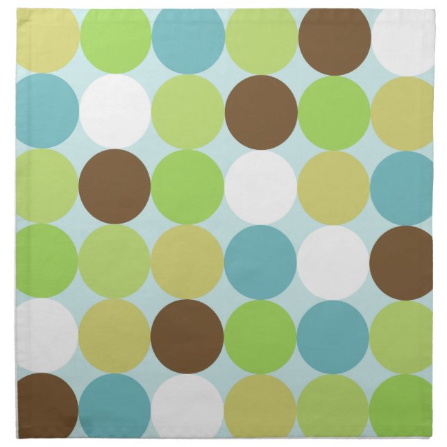 Brown blue polka dots cloth napkin (Front)