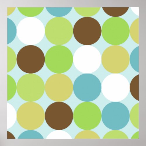 Brown blue polka dots poster