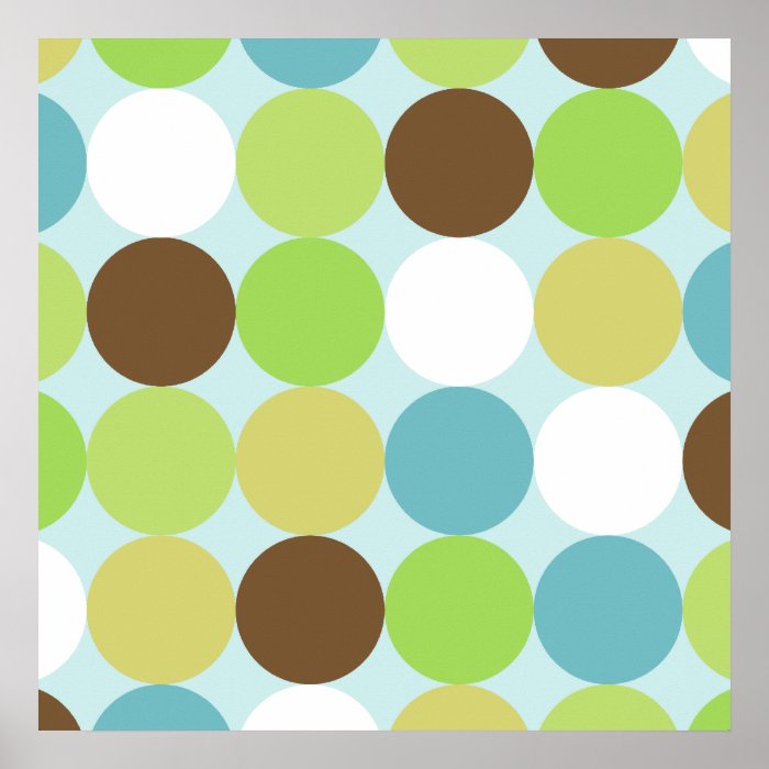 Brown blue polka dots posters