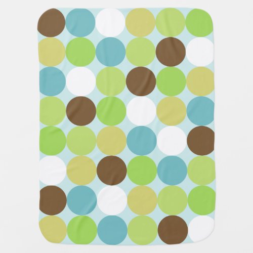 Brown blue polka dots swaddle blanket