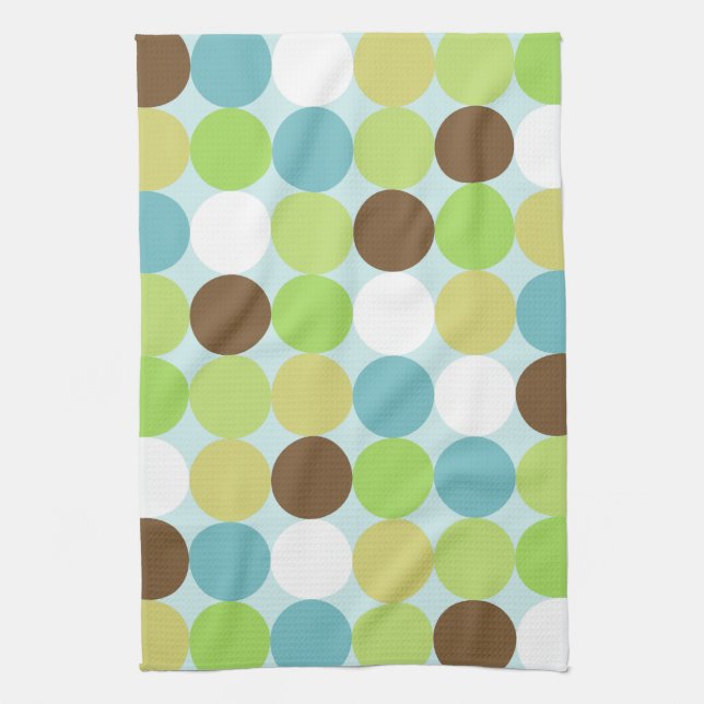 Brown blue polka dots towel (Vertical)
