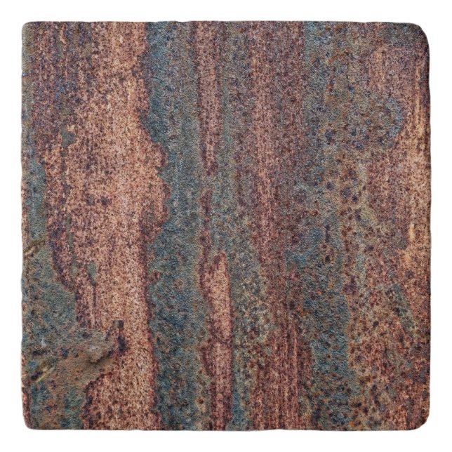 Brown & Blue Rusted Metal Pattern Trivet (Front)