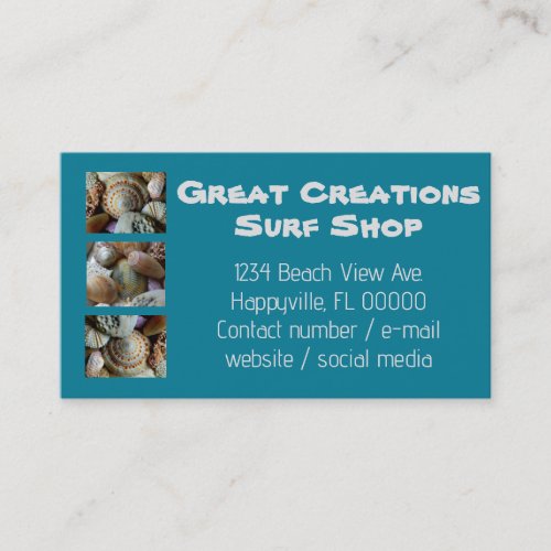 Brown  Blue Seashell Business Card