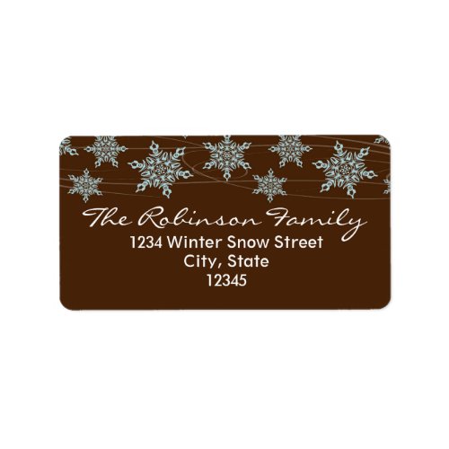 BrownBlue Snowflake Holiday Winter Winds Label