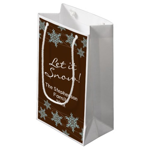 BrownBlue Snowflake Holiday Winter Winds Small Gift Bag