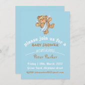 brown blue teddy bear Baby Shower invitation (Front/Back)