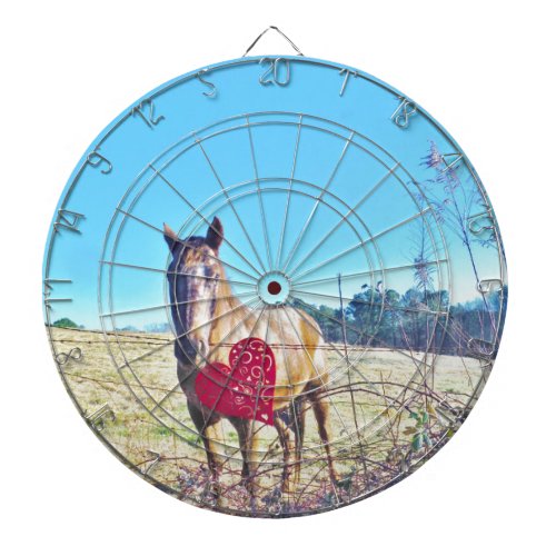Brown Blue tinted Horse Red Heart Dartboard