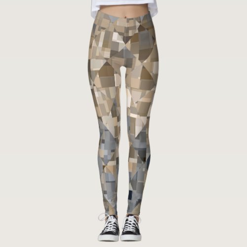 BrownBlue Trendy Pattern Leggings