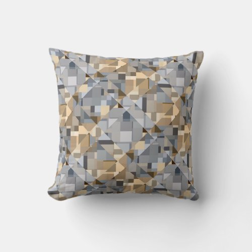 BrownBlue Trendy Pattern Throw Pillow