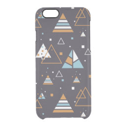 Brown &amp; Blue Triangles Modern Pattern 3 Clear iPhone 6/6S Case
