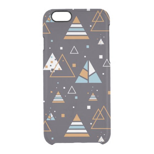 Brown  Blue Triangles Modern Pattern 3 Clear iPhone 66S Case