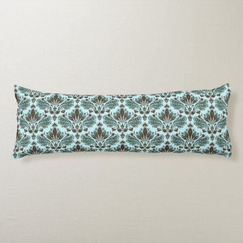 Brown  Blue Vintage Floral Pattern Design 2 Body Pillow
