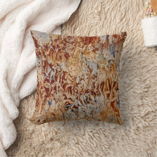 Brown Blue White Abstract Throw Pillow