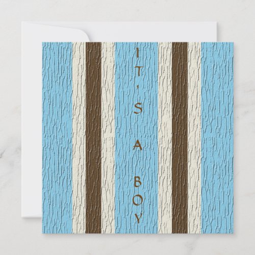 Brown, Blue, White Striped Baby Shower Invitation