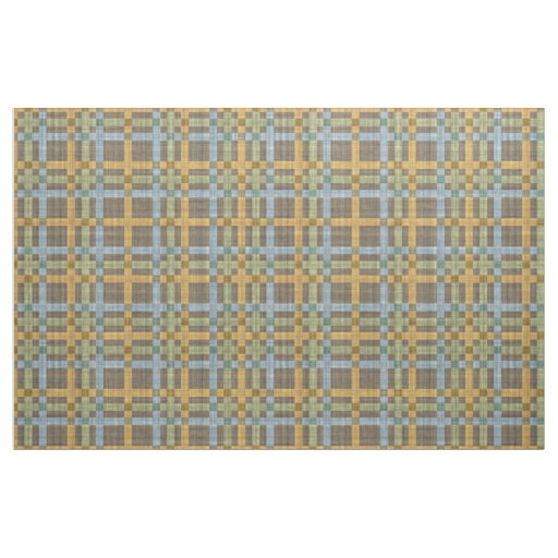Brown Blue Yellow Green Tartan Squares Pattern Fabric