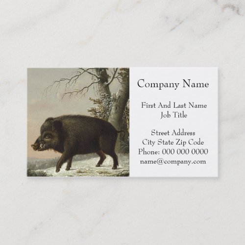 Brown Boar Pig Vintage Fine Art Hunting Painting Business Card