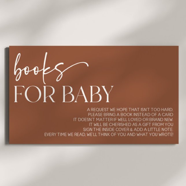 Brown Boho Bohemian Baby Shower Books For Baby Enclosure Card (Creator Uploaded)